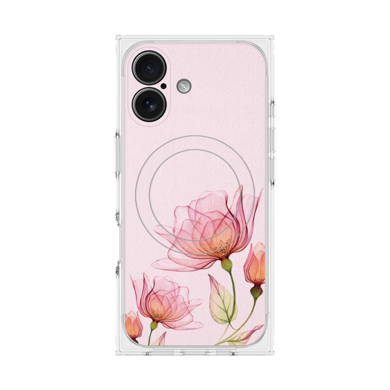 プレミアムスクエアケース with MagSafe［ Natural Flower - Pink ］