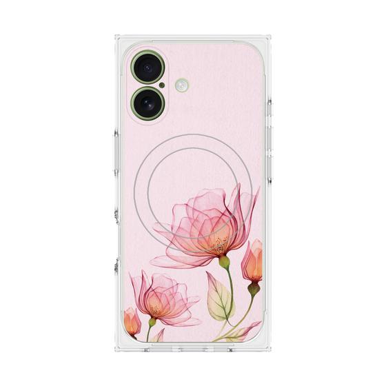 プレミアムスクエアケース with MagSafe［ Natural Flower - Pink ］