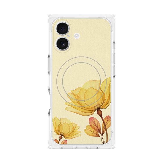 プレミアムスクエアケース with MagSafe［ Natural Flower - Yellow ］