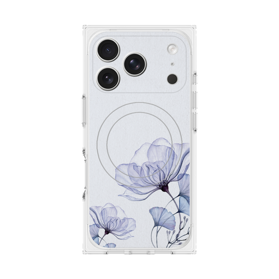プレミアムスクエアケース with MagSafe［ Natural Flower - blue ］