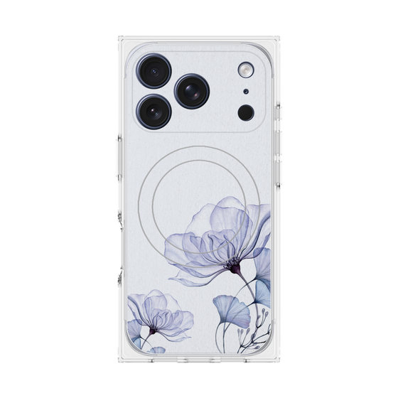 プレミアムスクエアケース with MagSafe［ Natural Flower - blue ］