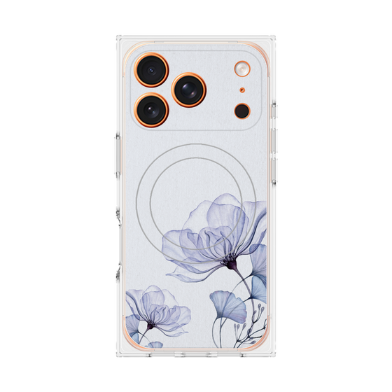 プレミアムスクエアケース with MagSafe［ Natural Flower - blue ］