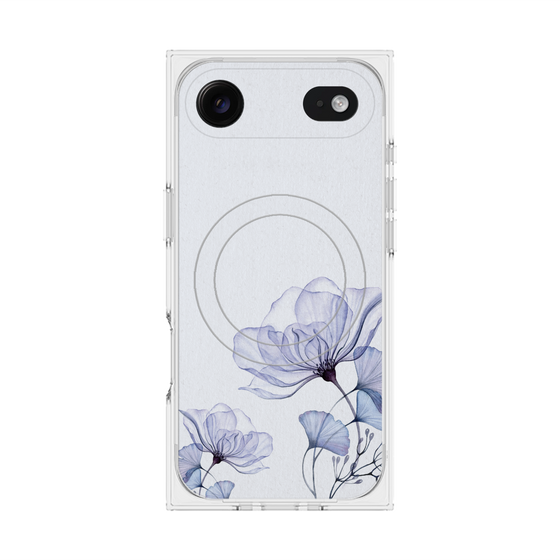 プレミアムスクエアケース with MagSafe［ Natural Flower - blue ］