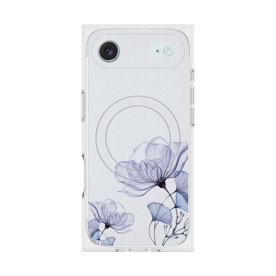 プレミアムスクエアケース with MagSafe［ Natural Flower - blue ］