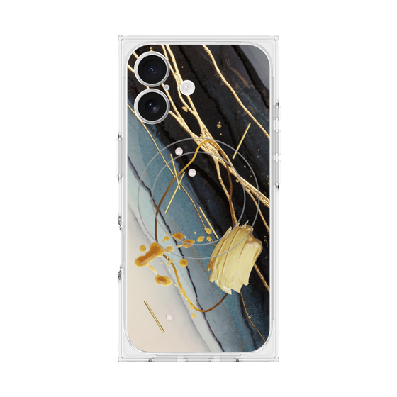 プレミアムスクエアケース with MagSafe［ Marble Nuance Painting Black ］