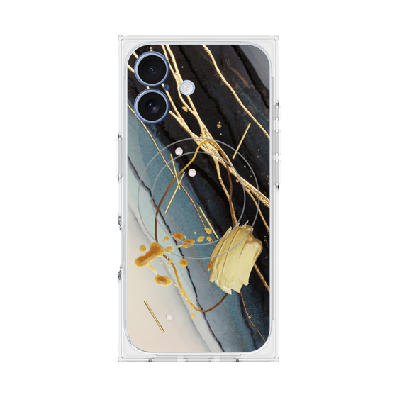 プレミアムスクエアケース with MagSafe［ Marble Nuance Painting Black ］