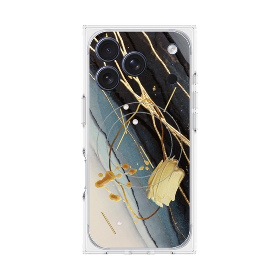 プレミアムスクエアケース with MagSafe［ Marble Nuance Painting Black ］