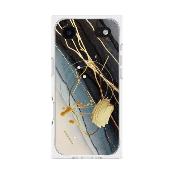 プレミアムスクエアケース with MagSafe［ Marble Nuance Painting Black ］