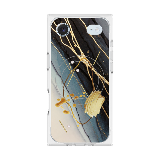プレミアムスクエアケース with MagSafe［ Marble Nuance Painting Black ］