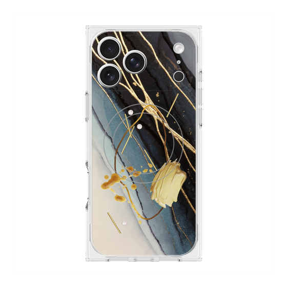 プレミアムスクエアケース with MagSafe［ Marble Nuance Painting Black ］