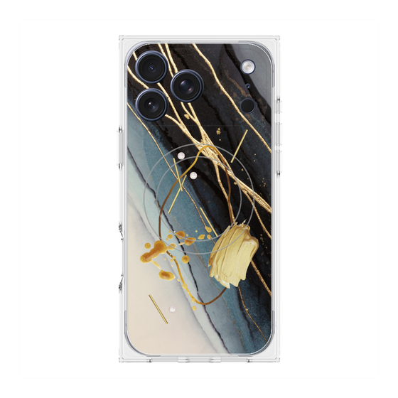 プレミアムスクエアケース with MagSafe［ Marble Nuance Painting Black ］