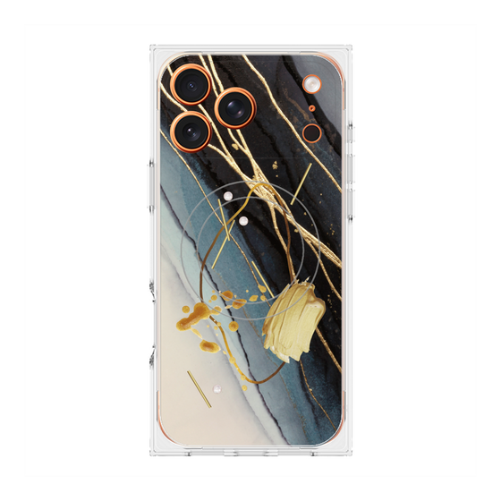 プレミアムスクエアケース with MagSafe［ Marble Nuance Painting Black ］
