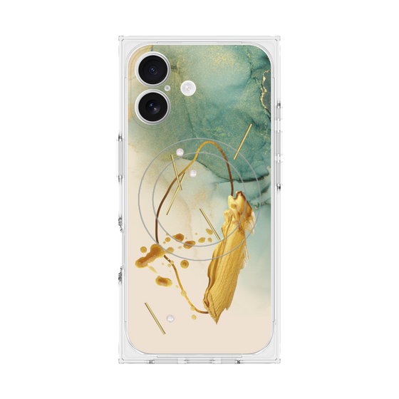 プレミアムスクエアケース with MagSafe［ Marble Nuance Painting Green ］