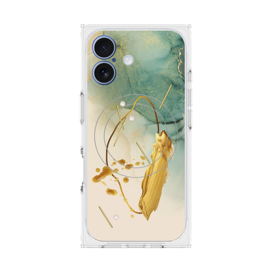 プレミアムスクエアケース with MagSafe［ Marble Nuance Painting Green ］