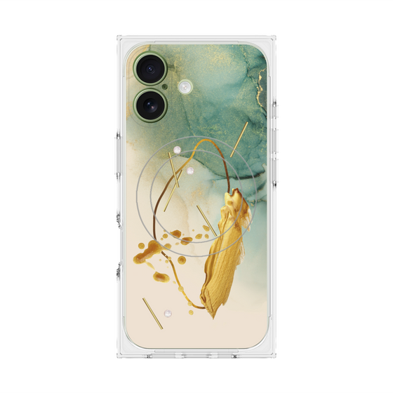 プレミアムスクエアケース with MagSafe［ Marble Nuance Painting Green ］