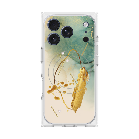 プレミアムスクエアケース with MagSafe［ Marble Nuance Painting Green ］