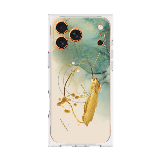 プレミアムスクエアケース with MagSafe［ Marble Nuance Painting Green ］
