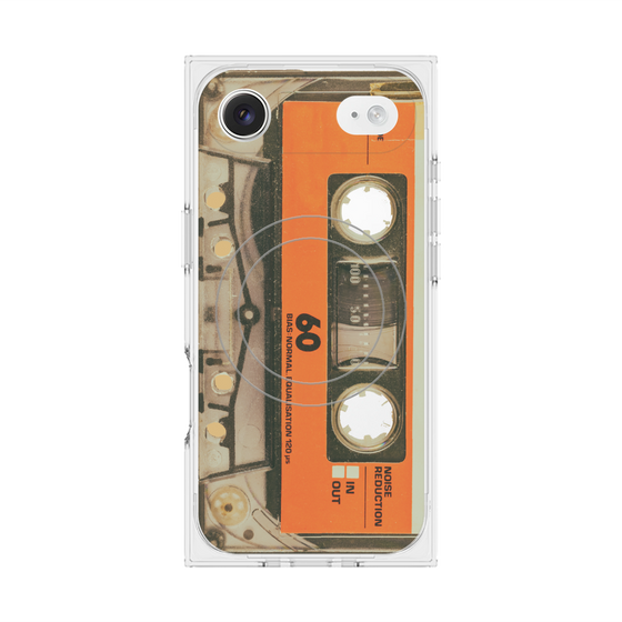 プレミアムスクエアケース with MagSafe［ RETORO CASSETTE TAPE - Skeleton Orange ］