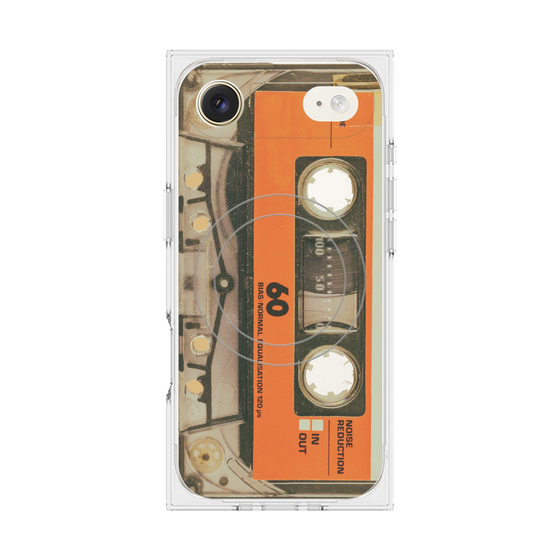 プレミアムスクエアケース with MagSafe［ RETORO CASSETTE TAPE - Skeleton Orange ］