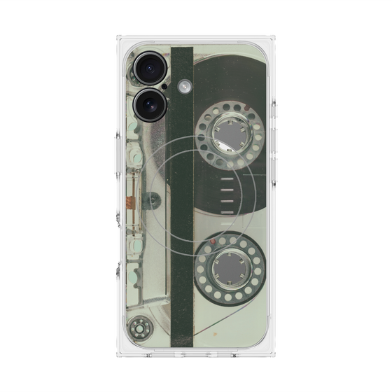 プレミアムスクエアケース with MagSafe［ RETORO CASSETTE TAPE - Skeleton Blue ］