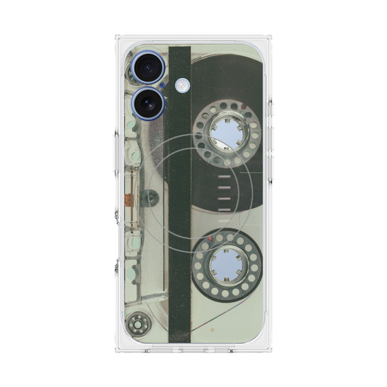 プレミアムスクエアケース with MagSafe［ RETORO CASSETTE TAPE - Skeleton Blue ］