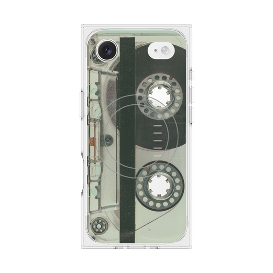 プレミアムスクエアケース with MagSafe［ RETORO CASSETTE TAPE - Skeleton Blue ］