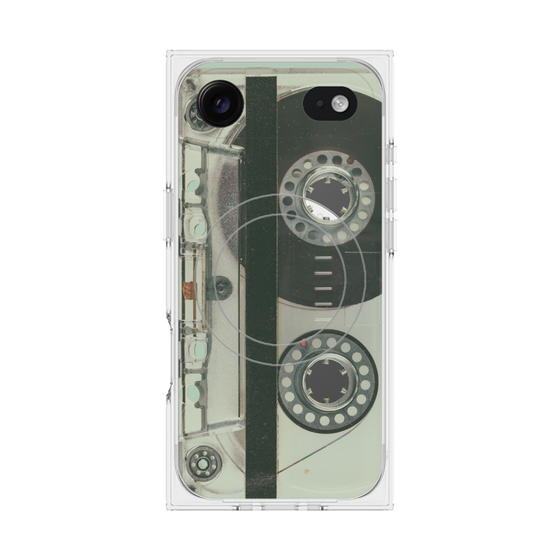 プレミアムスクエアケース with MagSafe［ RETORO CASSETTE TAPE - Skeleton Blue ］