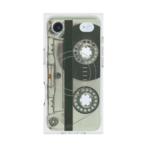 プレミアムスクエアケース with MagSafe［ RETORO CASSETTE TAPE - Skeleton Blue ］