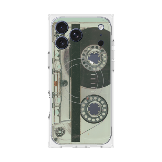 プレミアムスクエアケース with MagSafe［ RETORO CASSETTE TAPE - Skeleton Blue ］