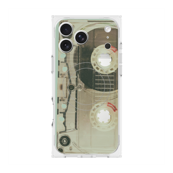 プレミアムスクエアケース with MagSafe［ RETORO CASSETTE TAPE - Skeleton Red ］