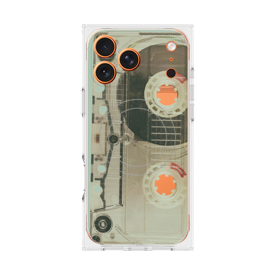 プレミアムスクエアケース with MagSafe［ RETORO CASSETTE TAPE - Skeleton Red ］