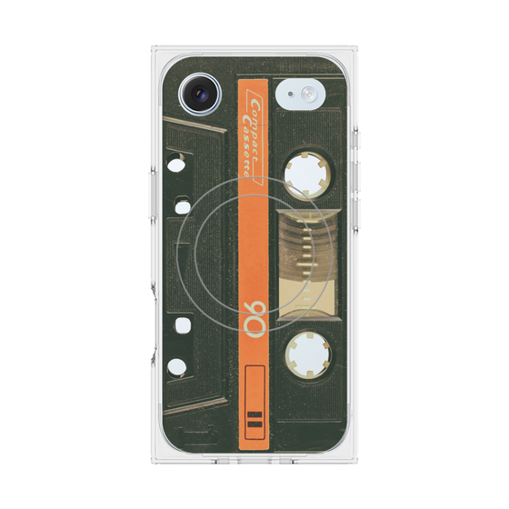 プレミアムスクエアケース with MagSafe［ RETORO CASSETTE TAPE - Opacity Black ］