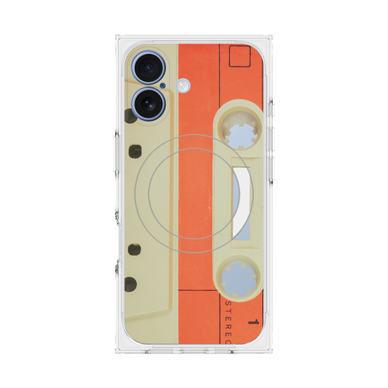 プレミアムスクエアケース with MagSafe［ RETORO CASSETTE TAPE - Opacity White ］