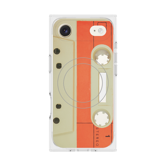 プレミアムスクエアケース with MagSafe［ RETORO CASSETTE TAPE - Opacity White ］