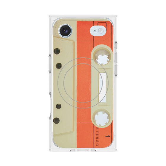 プレミアムスクエアケース with MagSafe［ RETORO CASSETTE TAPE - Opacity White ］