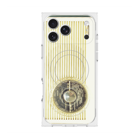 プレミアムスクエアケース with MagSafe［ RETORO RADIO - White ］
