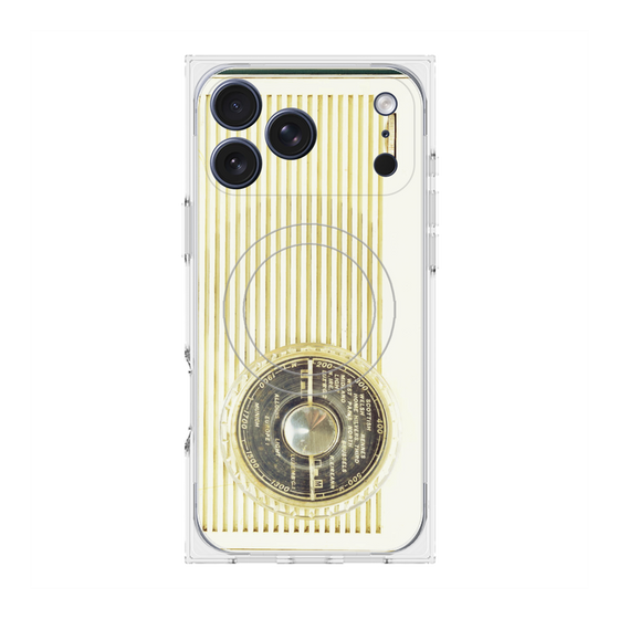 プレミアムスクエアケース with MagSafe［ RETORO RADIO - White ］