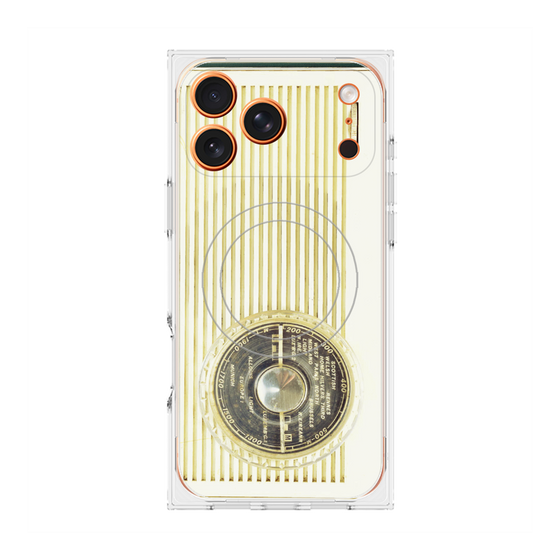 プレミアムスクエアケース with MagSafe［ RETORO RADIO - White ］