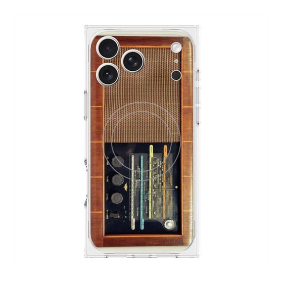 プレミアムスクエアケース with MagSafe［ RETORO RADIO - Brown ］