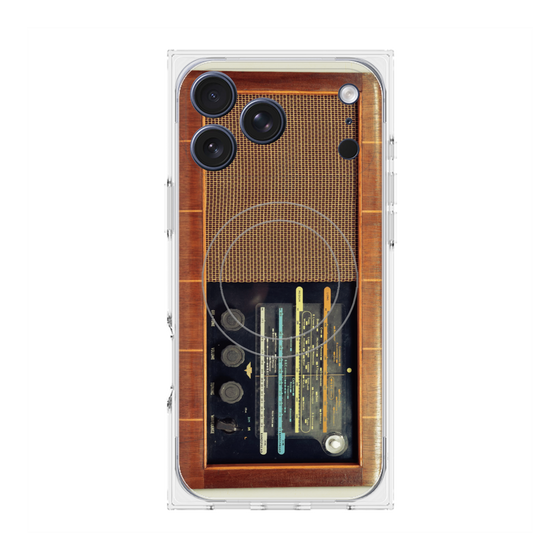 プレミアムスクエアケース with MagSafe［ RETORO RADIO - Brown ］