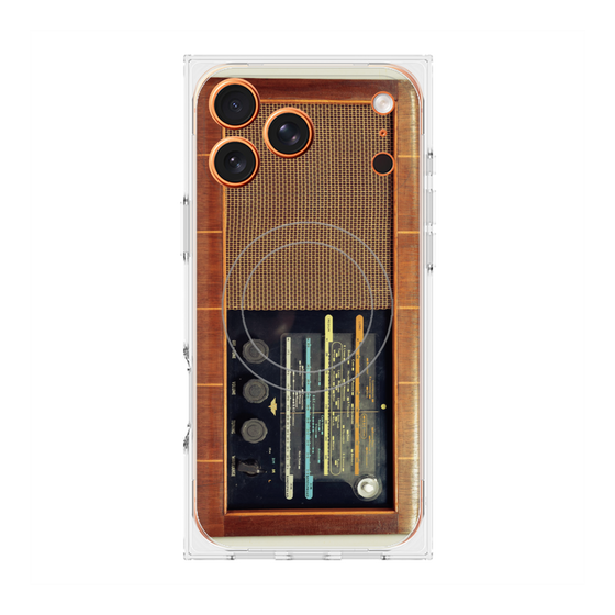 プレミアムスクエアケース with MagSafe［ RETORO RADIO - Brown ］