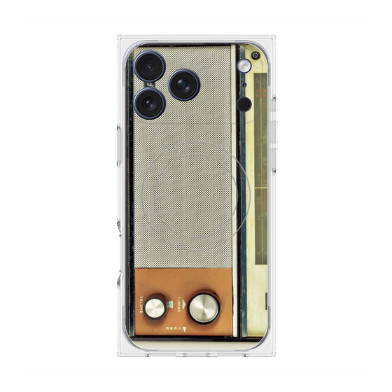 プレミアムスクエアケース with MagSafe［ RETORO RADIO - Orange ］