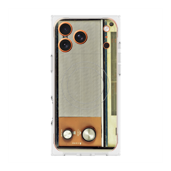 プレミアムスクエアケース with MagSafe［ RETORO RADIO - Orange ］