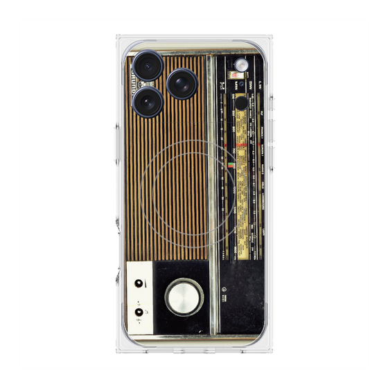 プレミアムスクエアケース with MagSafe［ RETORO RADIO - Black ］