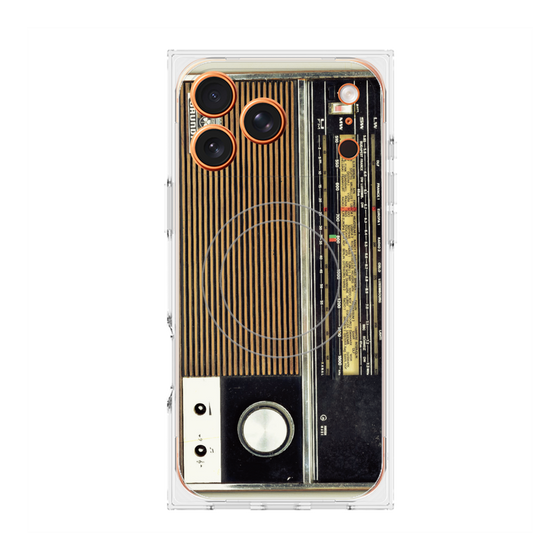 プレミアムスクエアケース with MagSafe［ RETORO RADIO - Black ］