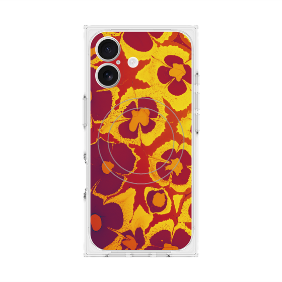 プレミアムスクエアケース with MagSafe［ y2k(Year2000) - Flower - Orange purple ］