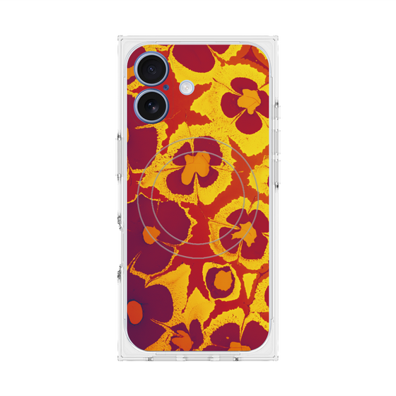 プレミアムスクエアケース with MagSafe［ y2k(Year2000) - Flower - Orange purple ］