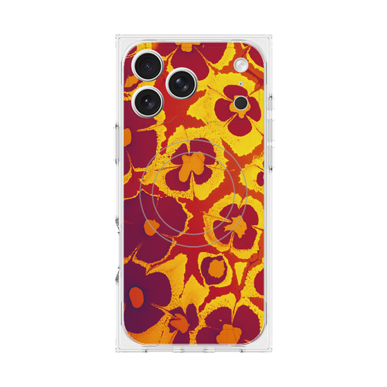 プレミアムスクエアケース with MagSafe［ y2k(Year2000) - Flower - Orange purple ］