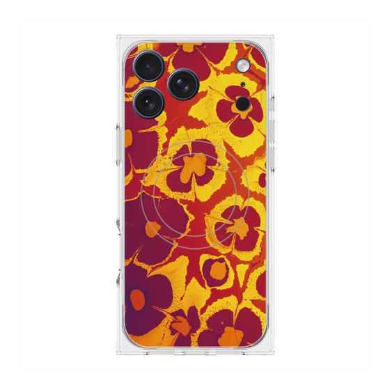 プレミアムスクエアケース with MagSafe［ y2k(Year2000) - Flower - Orange purple ］