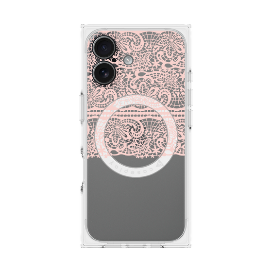 プレミアムスクエアケース with MagSafe［ LANVIN en Bleu - Lace - Pink ］